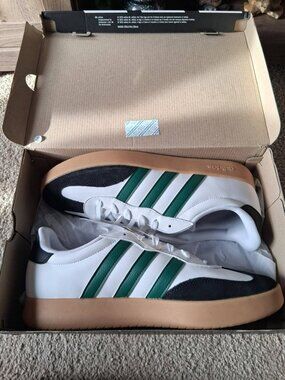 Adidas Barreda White Green Black Gum Rubber Athletic Sneakers JR1323 Men's Sz14